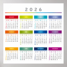 Calendrier coloré 2026 - Couleurs arc-en-ciel 3 co