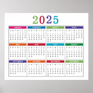 Affiche Calendrier coloré simple 2025