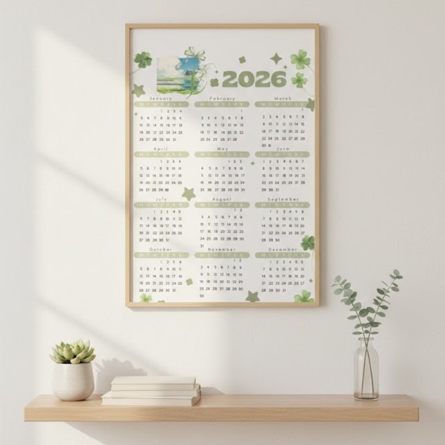 Affiche Calendrier Cottagecore Vert Sauge 2026 | Naturel (Créateur téléchargé)