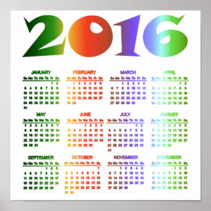 Affiche Calendrier Couleurs Tropicales 2016