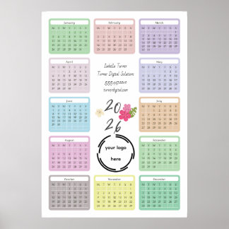Affiche Calendrier d'affaires 2026 avec votre logo, couleu