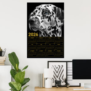 Affiche Calendrier Dalmatien 2026 – Élégance Noir & Blanc