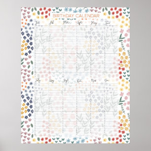 Affiche Calendrier d'anniversaire À feuillage persistant p