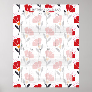 Affiche Calendrier d'anniversaire À feuillage persistant p