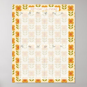 Affiche Calendrier d'anniversaire perpétuel Evergreen Kath