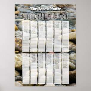 Affiche Calendrier d'anniversaire personnalisé de plage pe