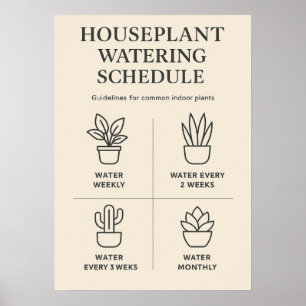 Affiche Calendrier d'arrosage des plantes d'intérieur — Pl