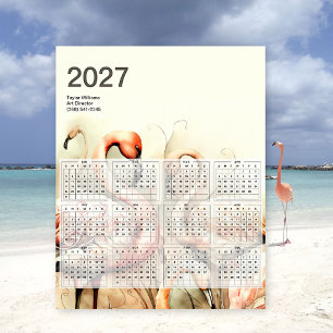 Affiche Calendrier d'art tropical de la bande de flamants