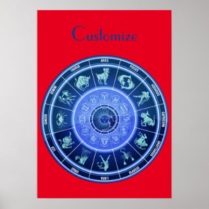 Affiche Calendrier d'astrologie du signe solaire du zodiaq