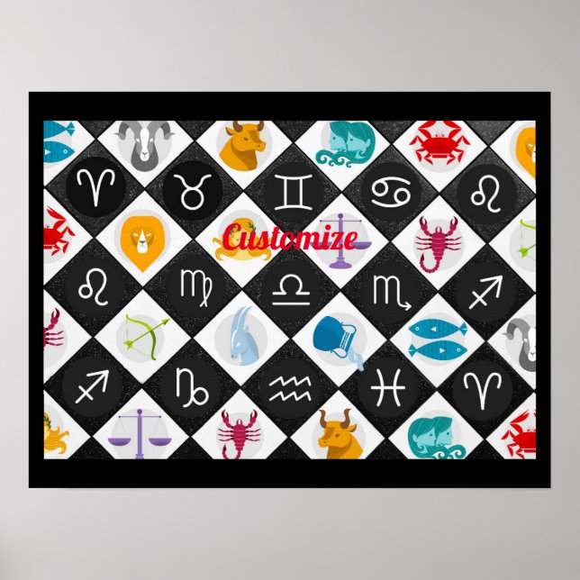 Affiche Calendrier d'astrologie du signe solaire du zodiaq (Devant)