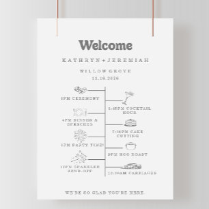 Affiche Calendrier de Bienvenue de Mariage DIY Simple Form