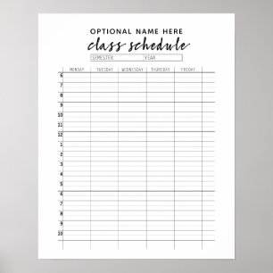 Affiche Calendrier de classe pour semestre - motif d'arch
