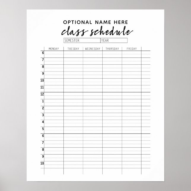 Affiche Calendrier de classe pour semestre - motif d'arch  (Devant)