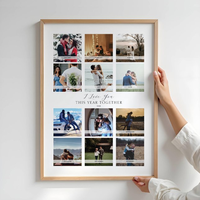 Affiche Calendrier de collage de 12 photos pour la Saint-V (Créateur téléchargé)