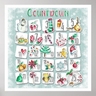Affiche Calendrier de compte à rebours de Noël
