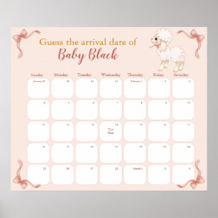 Affiche Calendrier de date d'accouchement pour Baby Shower