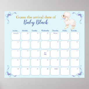 Affiche Calendrier de date d'accouchement pour la baby sho