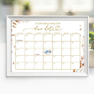 Affiche Calendrier de date d'accouchement pour la douche d