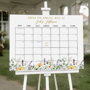 Affiche Calendrier de date d'échéance du Baby shower Chamo