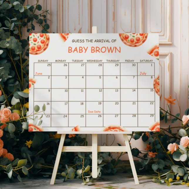 Affiche Calendrier de date d'échéance du Baby shower de pi (Créateur téléchargé)