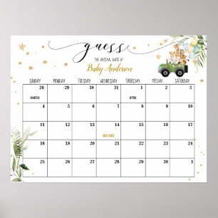 Affiche Calendrier de date d'échéance du devis baby shower