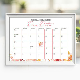 Affiche Calendrier de date prévue de bébé pour la fête aut