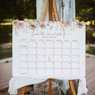 Affiche Calendrier de date prévue floral jardin Boho