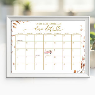 Affiche Calendrier de date prévue pour Baby Shower Fille A