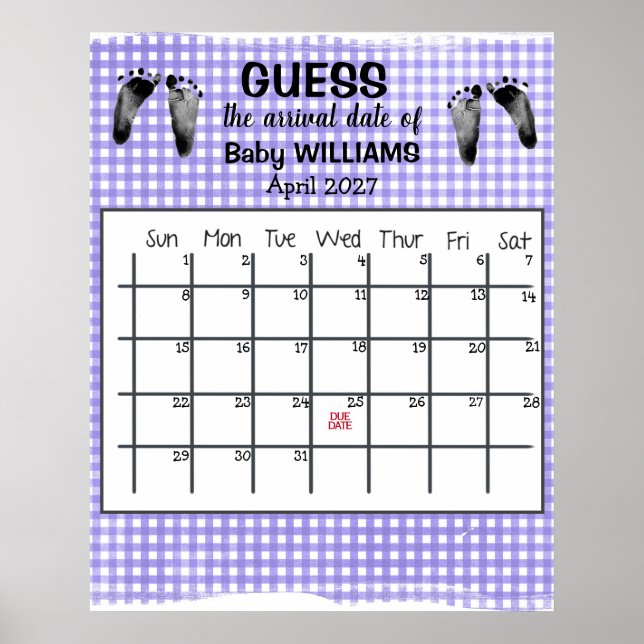 Affiche Calendrier de devinette de date d'accouchement Aff (Devant)