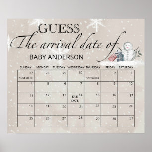 Affiche Calendrier de devinette de date d'accouchement Bab