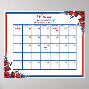 Affiche Calendrier de devinette de date d'accouchement de 