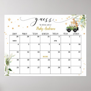 Affiche Calendrier de devinette de date d'accouchement pou