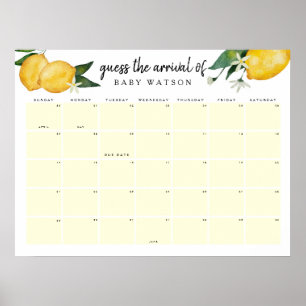 Affiche Calendrier de devinette de date d'accouchement pou