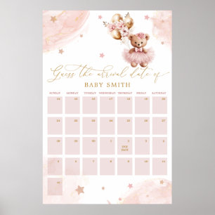 Affiche Calendrier de devinette de date d'accouchement pou