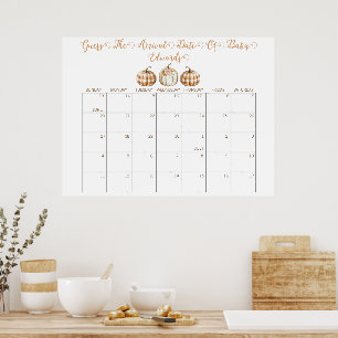 Affiche Calendrier de devinette de date d'accouchement pou
