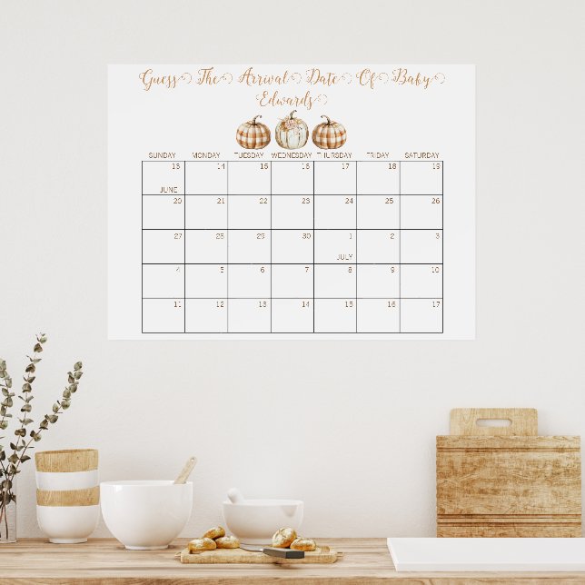 Affiche Calendrier de devinette de date d'accouchement pou (Cuisine)