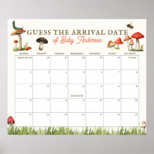 Affiche Calendrier de devinette de date prévue Champignon