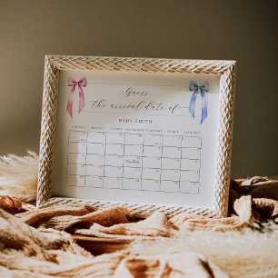 Affiche Calendrier de devinette de date prévue pour bébé à