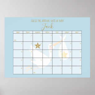 Affiche Calendrier de devinette de la date prévue Bleu Jeu