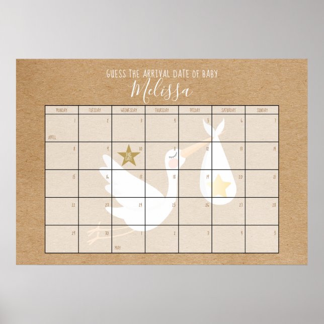 Affiche Calendrier de devinette de la date prévue Kraft Je (Devant)