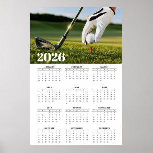 Affiche Calendrier de golf 2026 avec photographie de dépar
