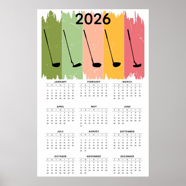 Affiche Calendrier de golf 2026 en gras  (Devant)