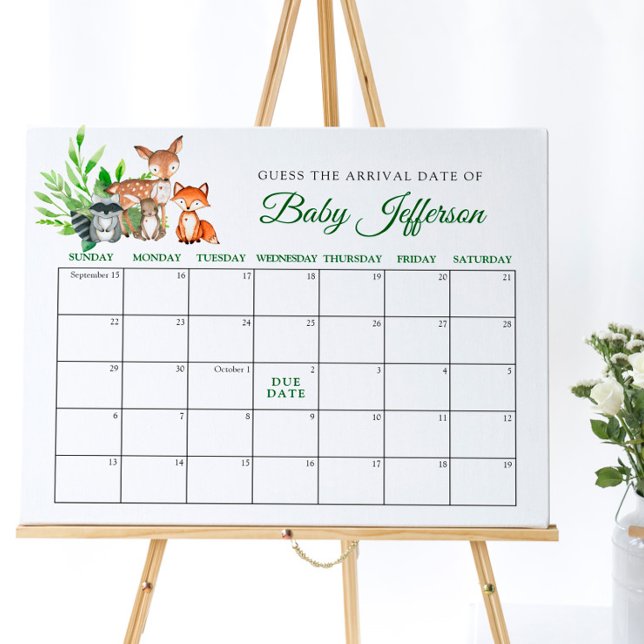 Affiche Calendrier de grossesse Bébé Animaux de la forêt (Créateur téléchargé)