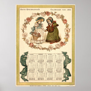 Affiche Calendrier de Kate Greenaway de l'ère victorienne