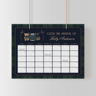 Affiche Calendrier de la date prévue pour bébé ours en pel