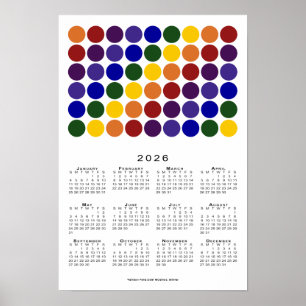 Affiche Calendrier de la Fierté LGBTQ Pois arc-en-ciel 202