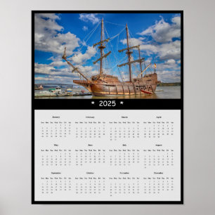 Affiche Calendrier de la muraille de bateau pirate 2025