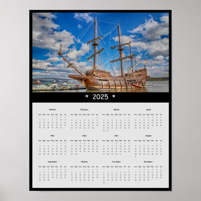 Affiche Calendrier de la muraille de bateau pirate 2025 (Devant)