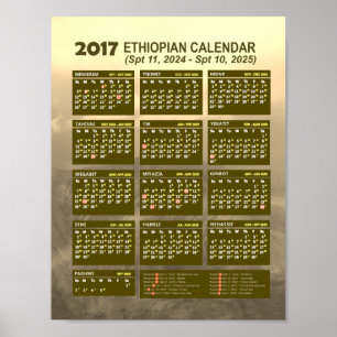 Affiche Calendrier de la Nouvelle Année éthiopienne 2017 2