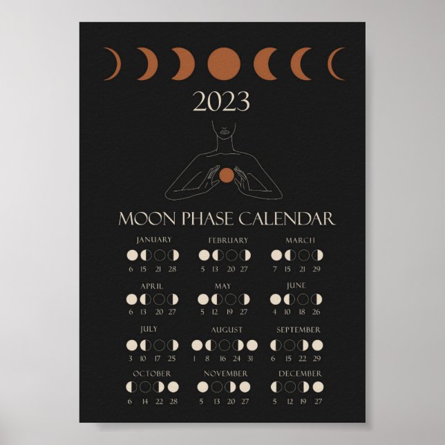 Affiche Calendrier de la phase lune 2023 Wall Art (Devant)